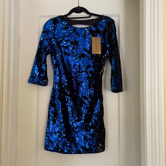 Zara | Dresses | New Zara Blue Sequin Dress | Poshmark